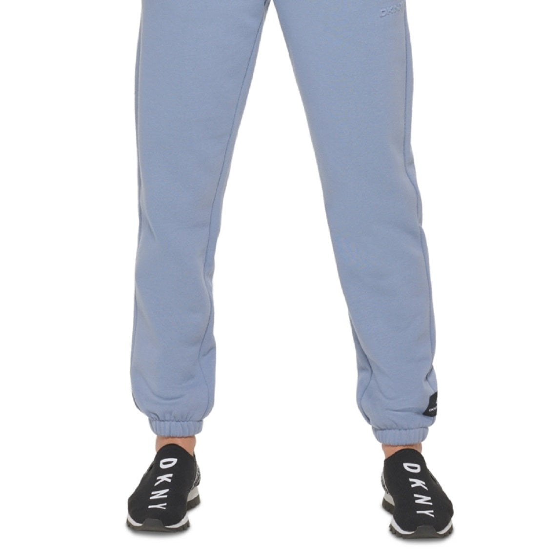 Calça de moletom feminina DKNY cintura alta azul tamanho grande