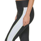 Leggings femininas DKNY com zíper frontal e blocos de cores, 7/8, pretas, tamanho grande