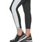 Leggings femininas DKNY com zíper frontal e blocos de cores, 7/8, pretas, tamanho grande
