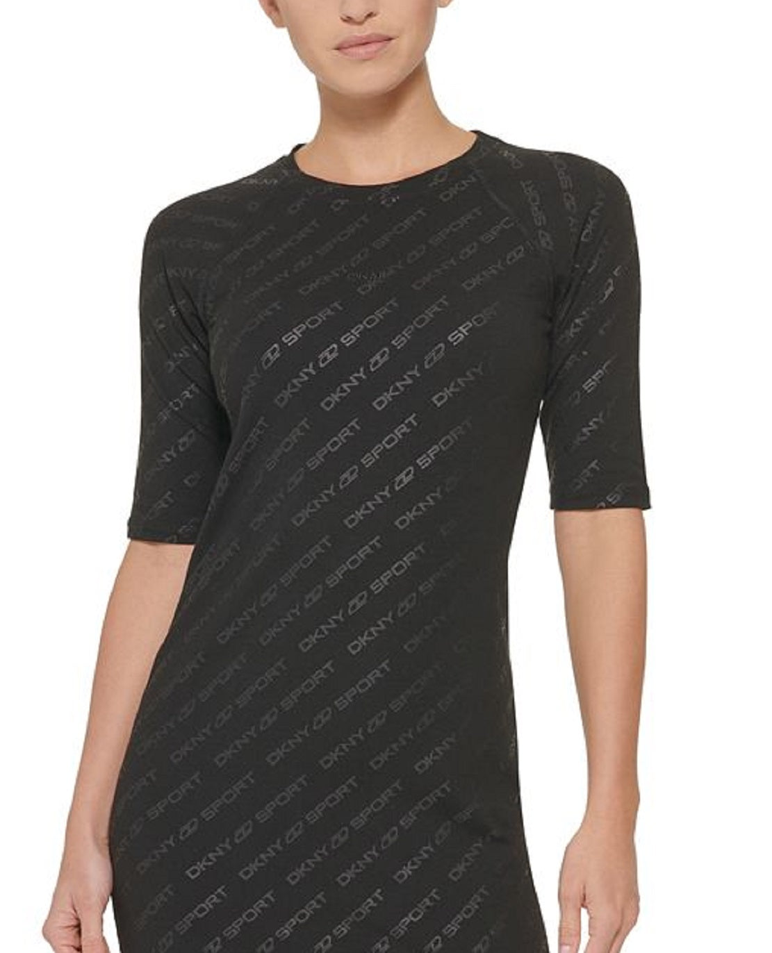 Vestido feminino DKNY com estampa de logotipo Icon, preto, tamanho X-G