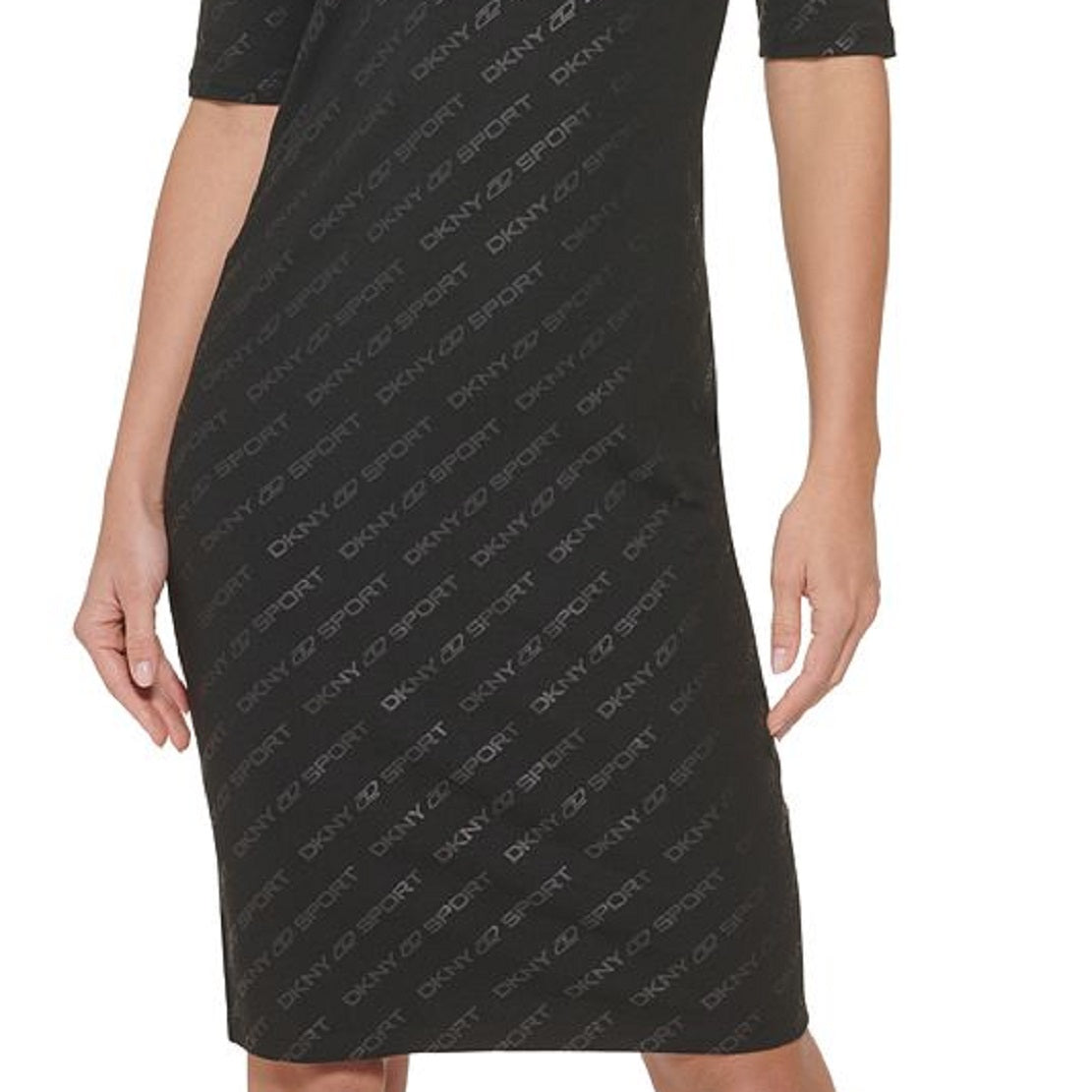 Vestido feminino DKNY com estampa de logotipo Icon, preto, tamanho X-G