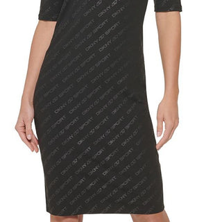 Vestido feminino DKNY com estampa de logotipo Icon, preto, tamanho X-G