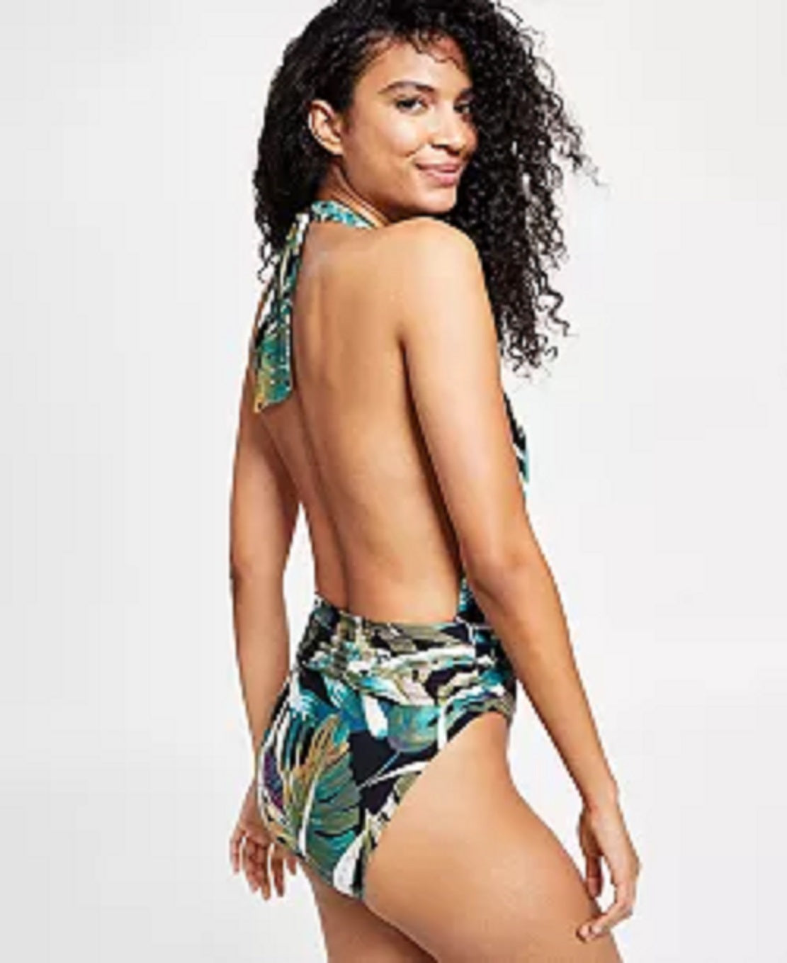 Maiô feminino Vince Camuto com decote profundo e alças finas, preto, tamanho 10