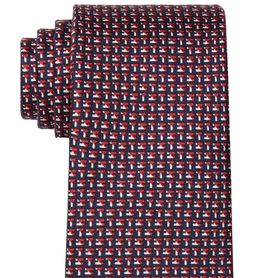 Gravata Tommy Hilfiger Masculina de Seda SignaturePrint Vermelha Tamanho Regular