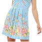 Vestido Planet Gold Junior com estampa floral, ajuste e flare, azul, tamanho grande