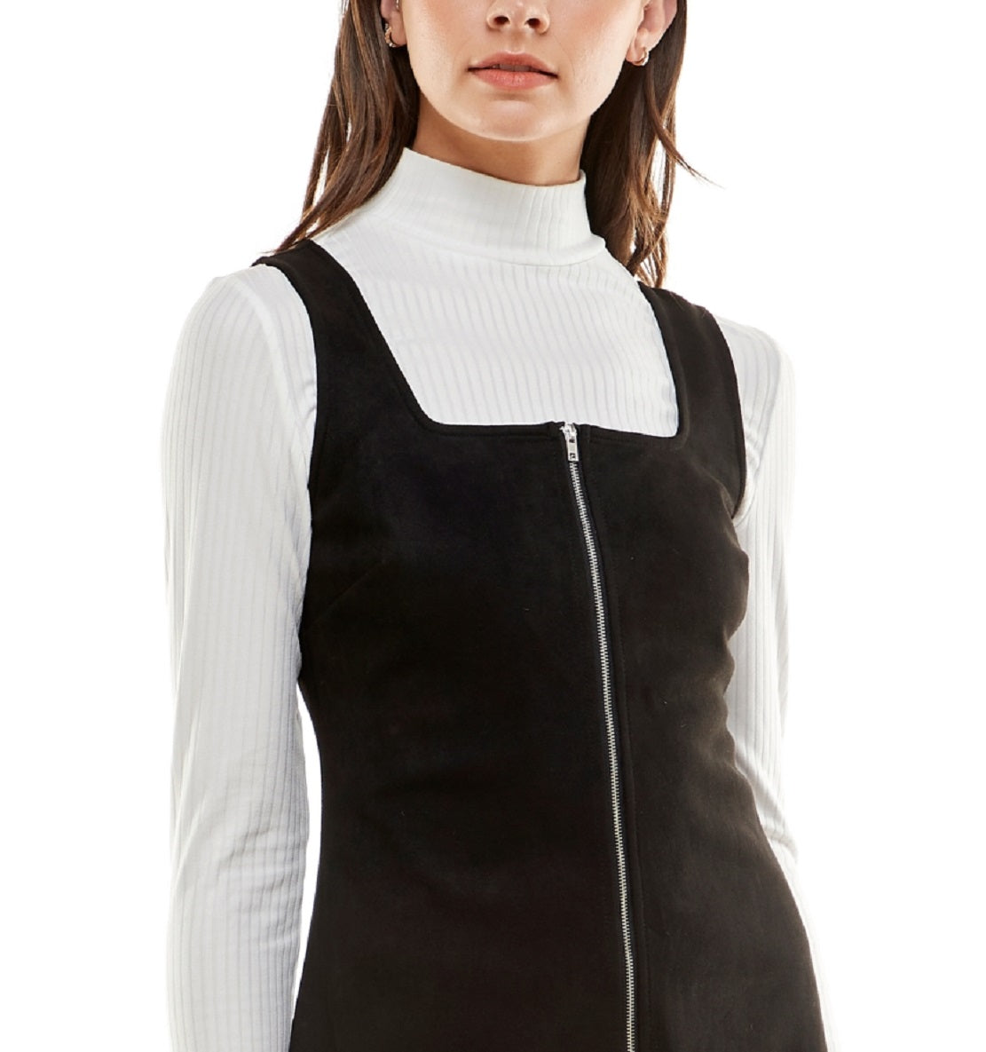 Conjunto de blusa e vestido Planet Gold Junior com gola falsa, preto, tamanho extragrande