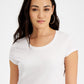 Camiseta feminina Jamie &amp; Layla com decote redondo e manga curta, branca, tamanho pequeno, extragrande