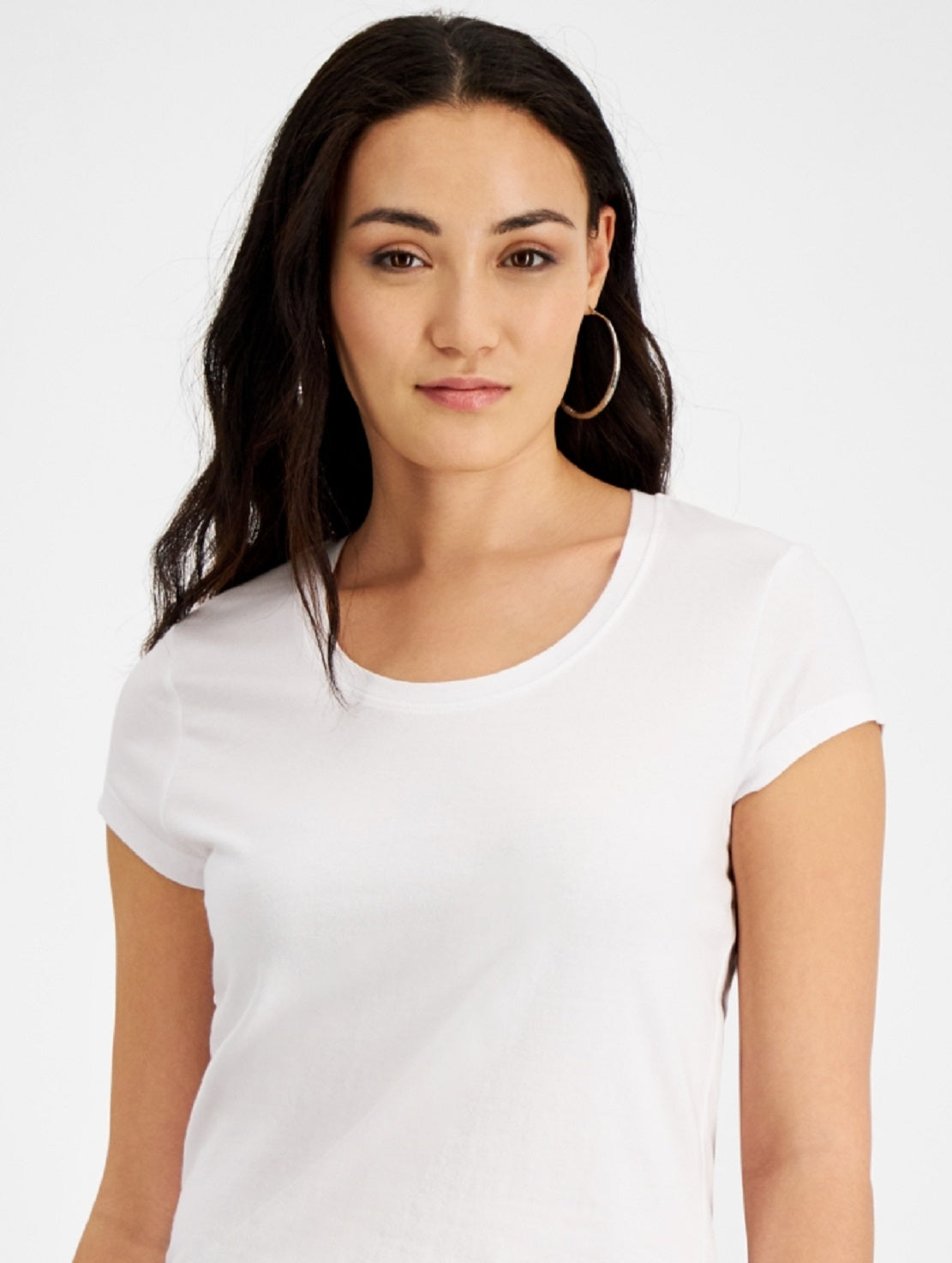 Camiseta feminina Jamie &amp; Layla com decote redondo e manga curta, branca, tamanho pequeno, extragrande