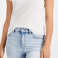 Camiseta feminina Jamie &amp; Layla com decote redondo e manga curta, branca, tamanho pequeno, extragrande