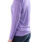 Suéter feminino GUESS com decote em V e ombros caídos, canelado, roxo, tamanho extragrande