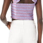 Blusa feminina GUESS Nami com mangas esvoaçantes, roxa, tamanho grande