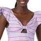 Blusa feminina GUESS Nami com mangas esvoaçantes, roxa, tamanho grande