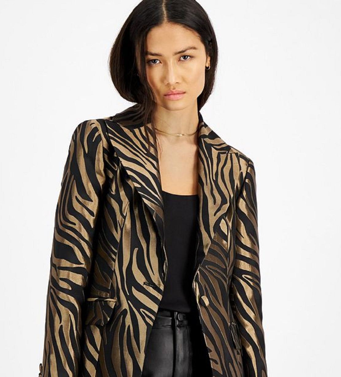 Blazer feminino metálico jacquard da INC International Concepts, preto, tamanho pequeno