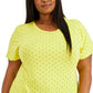 Blusa feminina com estampa de bolinhas Alfani amarela tamanho 2X
