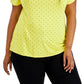 Blusa feminina com estampa de bolinhas Alfani amarela tamanho 2X
