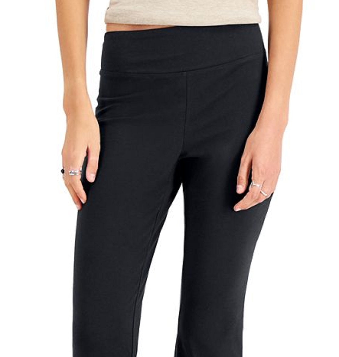 Leggings femininas estilo bootcut para ioga, pretas, tamanho pequeno e grande