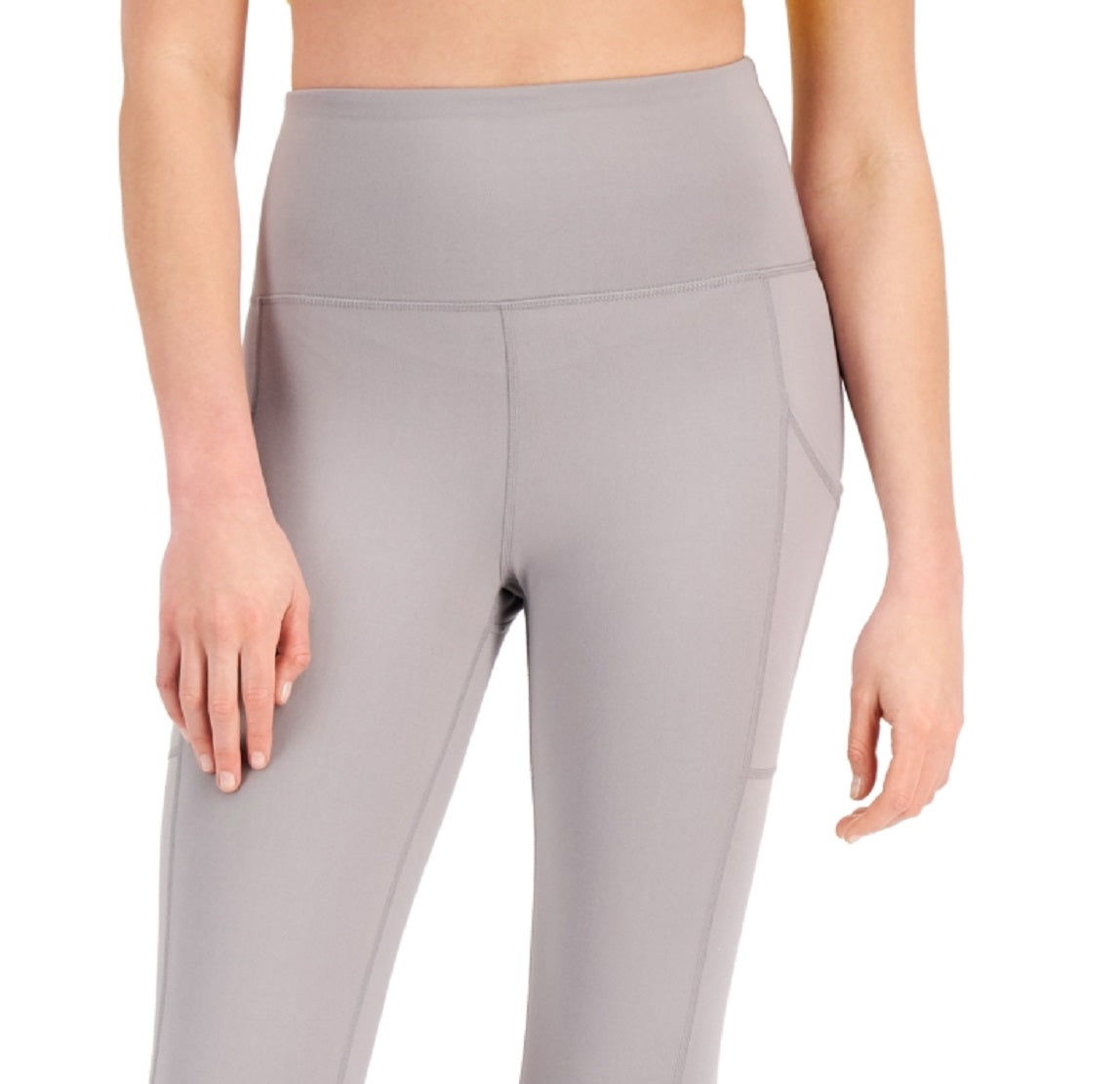 ID Ideology Leggings femininas de compressão com cintura alta e bolso lateral, tamanho pequeno, cinza