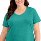 Camiseta feminina ID Ideology Rapidry com decote em V e performance, verde, tamanho 1X
