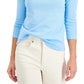 Charter Club Blusa feminina de algodão Pima com gola canoa, azul, tamanho extragrande