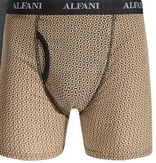 Cuecas boxer Alfani masculinas, pacote com 5 peças, azulejadas e lisas, tamanho pequeno, marrom