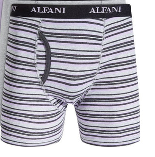 Cuecas boxer masculinas Alfani, pacote com 5, listradas e lisas, cinza, tamanho grande