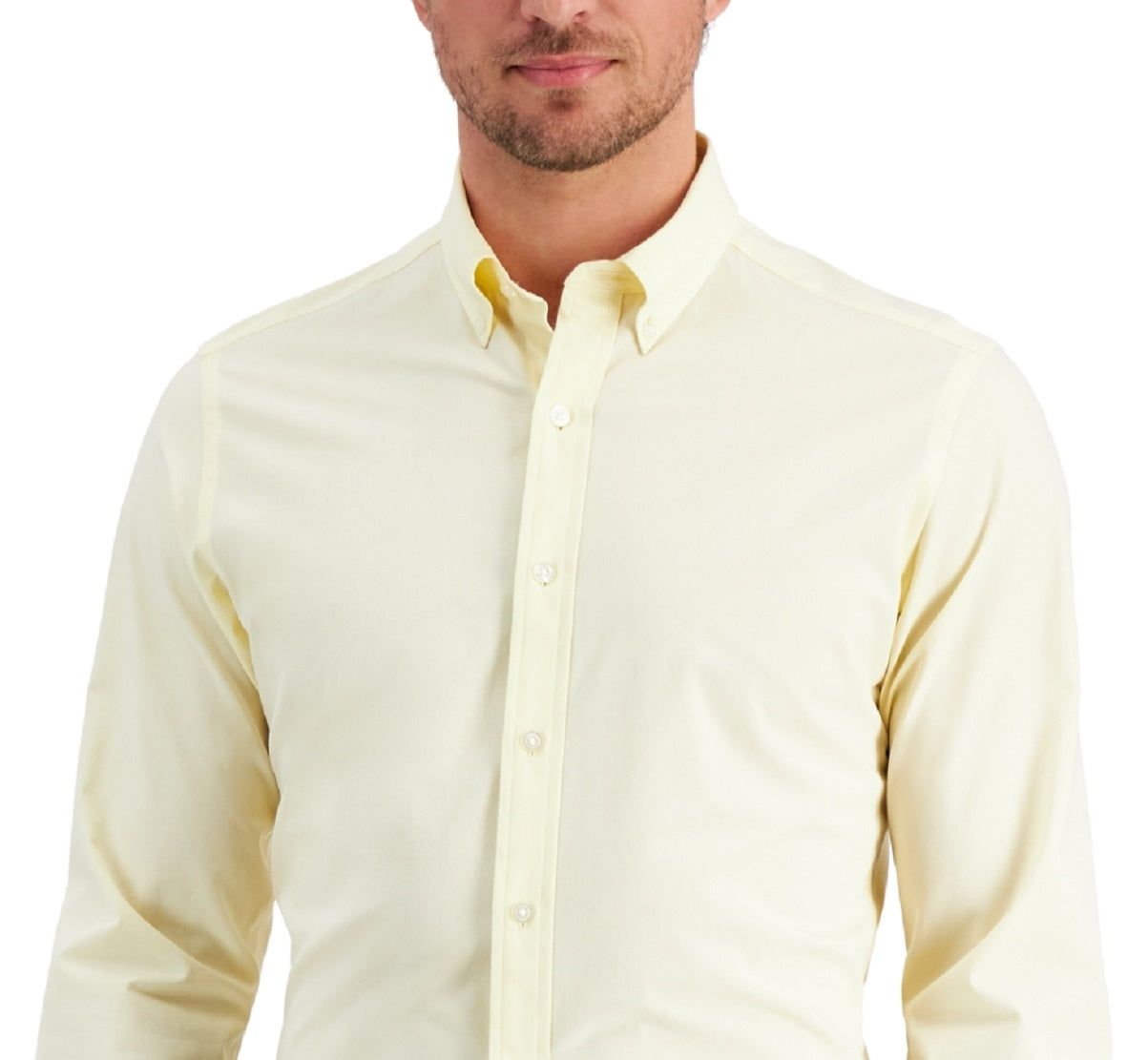 Camisa social masculina Club Room Slim Fit com elasticidade em 4 direções, amarela, tamanho grande