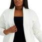 Cardigan feminino Alfani com frente aberta, branco, tamanho 0X