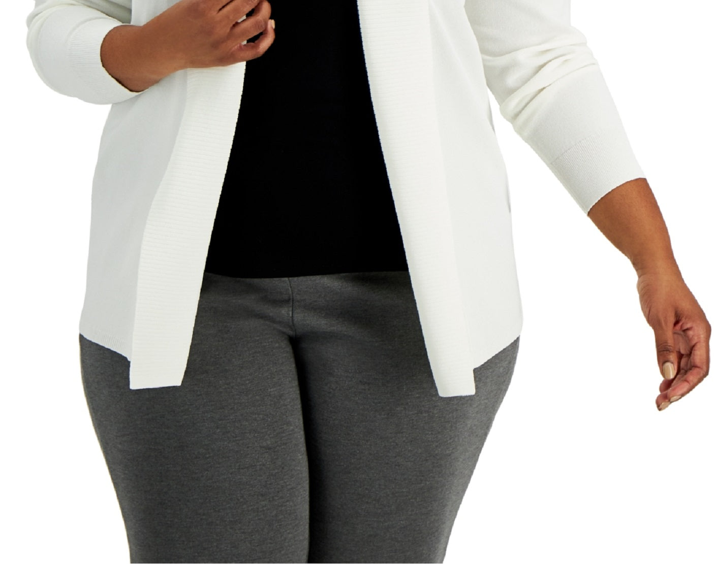 Cardigan feminino Alfani com frente aberta, branco, tamanho 0X