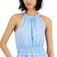 INC International Concepts Blusa feminina estilo smock cintura halter azul tamanho pequeno