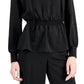 Blusa peplum franzida feminina Alfani, preta, tamanho médio