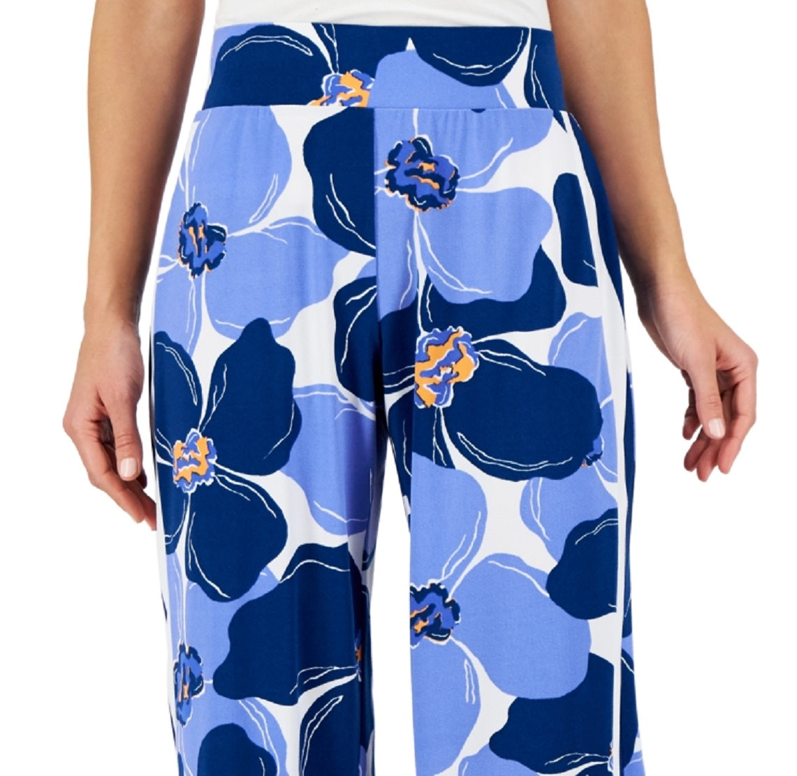 Calça Lounge Feminina com Estampa Floral JM Collection Azul Tamanho X-G