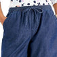 Shorts feminino Karen Scott Gemma de algodão azul, tamanho pequeno, extragrande