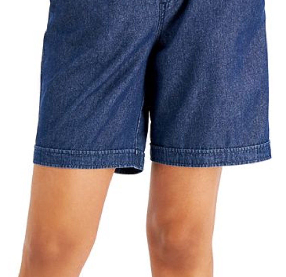 Shorts feminino Karen Scott Gemma de algodão azul, tamanho pequeno, extragrande