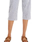 Calça Capri Listrada Karen Scott Feminina Azul Tamanho 16 Petite