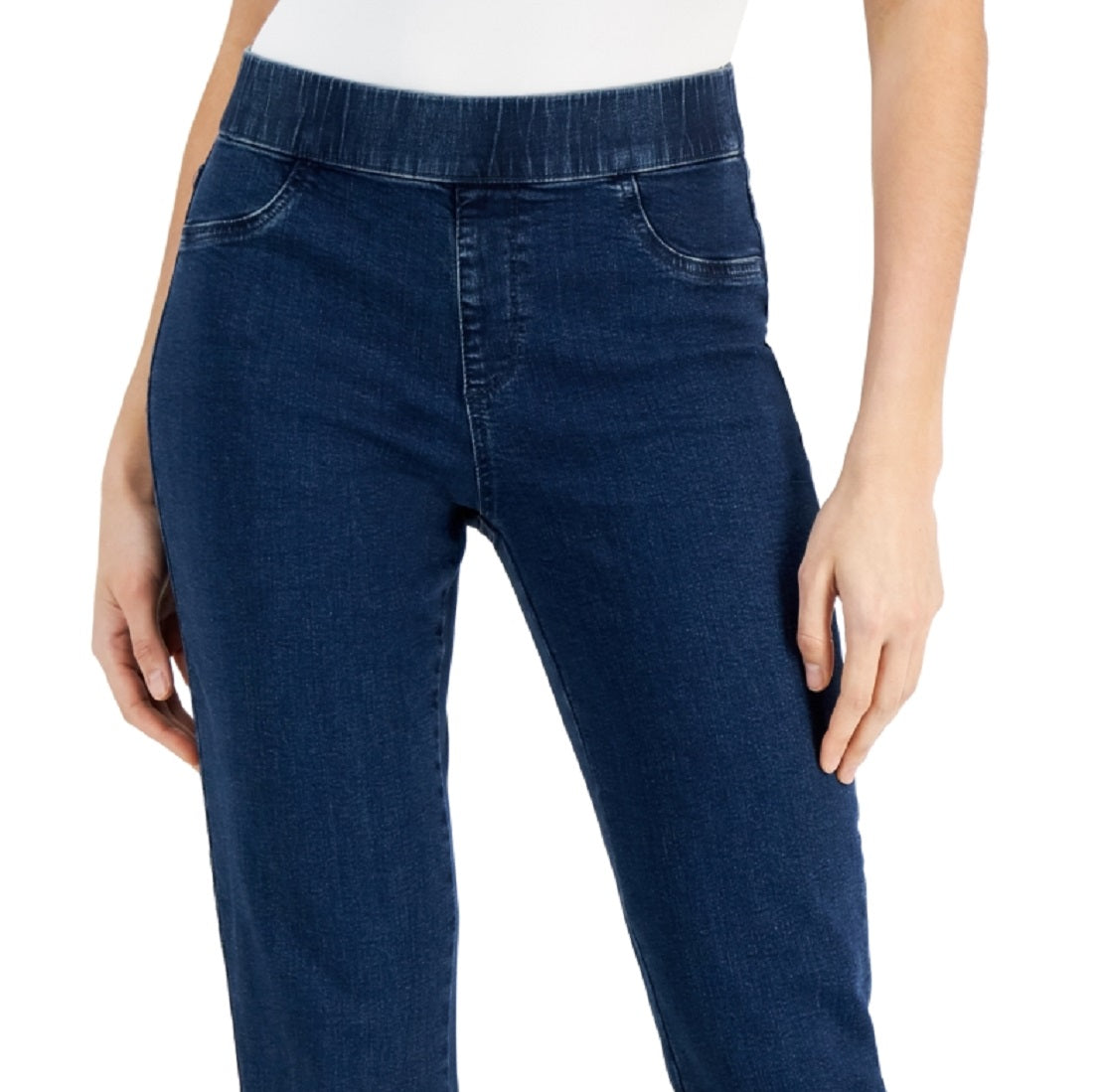 Calça jeans feminina Karen Scott Chambray Pull On Azul Tamanho Grande