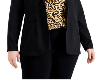 Blazer feminino Alfani com gola xale, preto, tamanho 3X