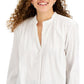 Blusa feminina estilo &amp; co com decote aberto e mangas curtas, branca, tamanho extragrande
