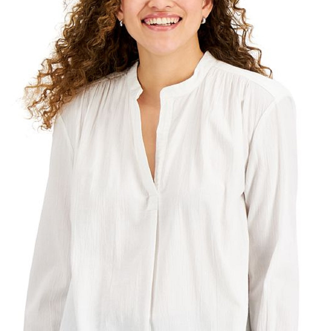 Blusa feminina estilo &amp; co com decote aberto e mangas curtas, branca, tamanho extragrande