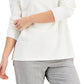 Moletom feminino Karen Scott de algodão alto e baixo, branco, tamanho extragrande