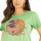 Camiseta feminina GUESS com estampa gráfica Desert Tiger, verde, tamanho X-G