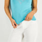 Camiseta feminina GUESS com estampa de coração, azul, tamanho pequeno