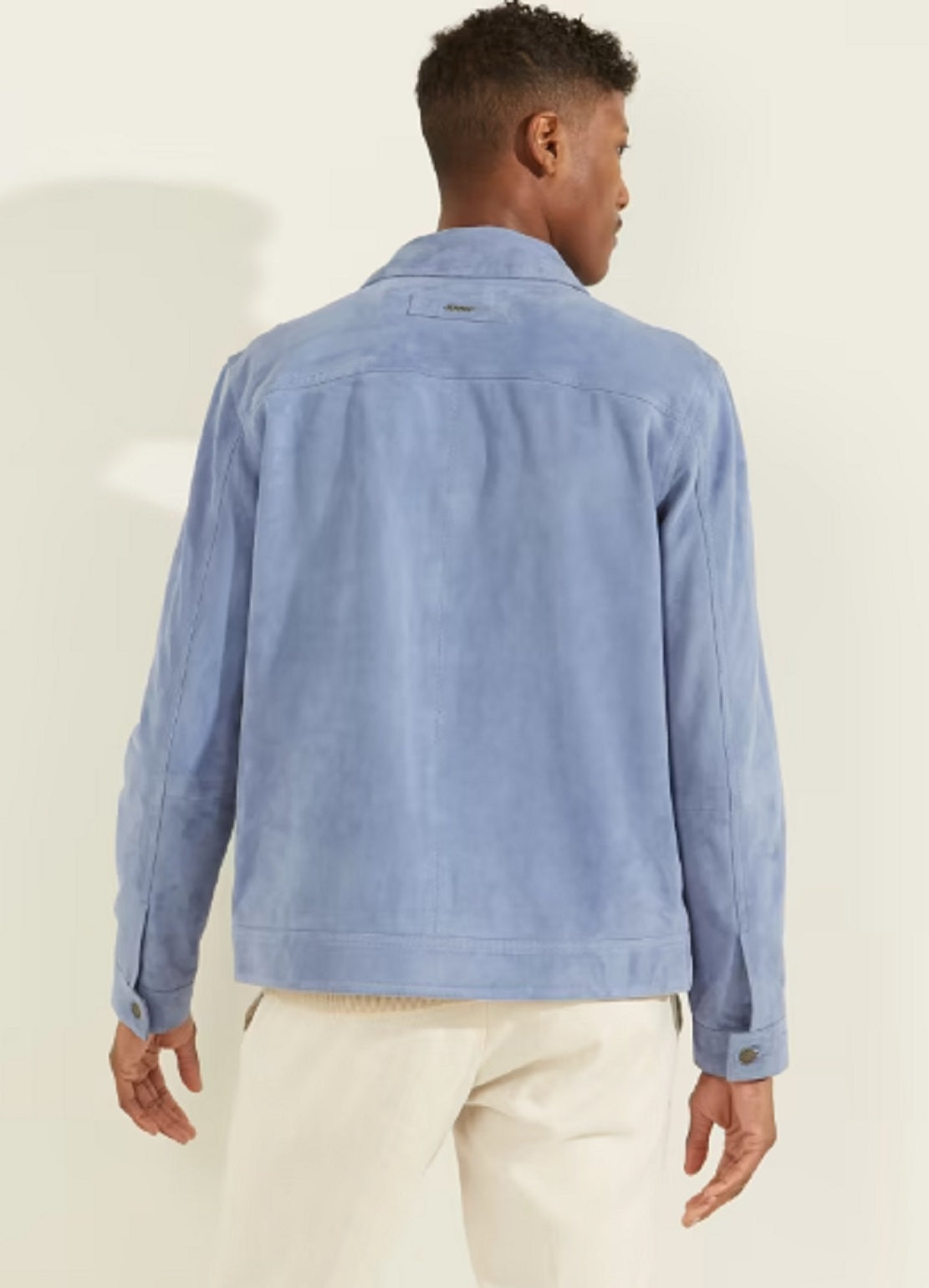 Jaqueta Trucker de Couro Camurça Masculina GUESS Azul Tamanho P