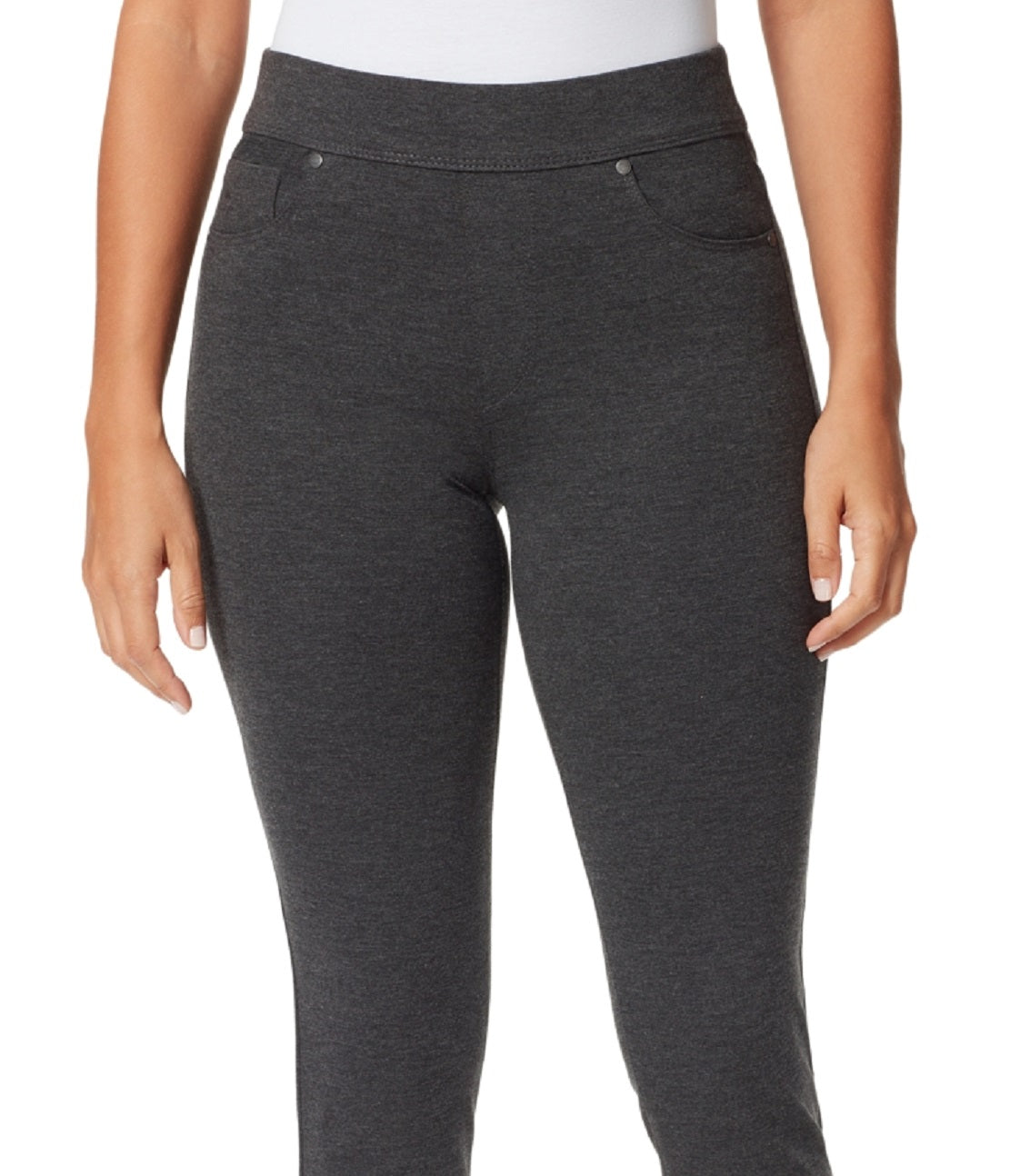 Leggings femininas Gloria Vanderbilt Ponte Pull On cinza tamanho 12