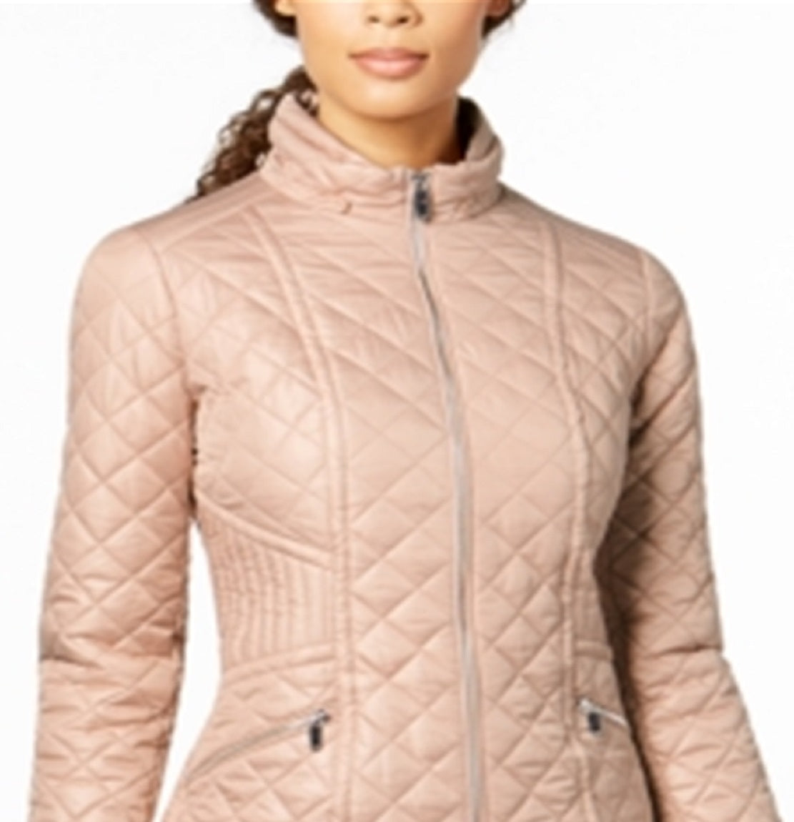 Casaco acolchoado com capuz feminino Via Spiga, rosa, tamanho X-S