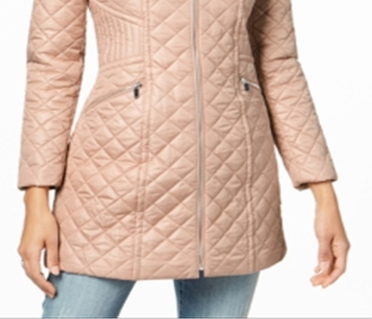 Casaco acolchoado com capuz feminino Via Spiga, rosa, tamanho X-S