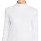 Suéter feminino de algodão com gola alta Three Dots, branco, tamanho X-G