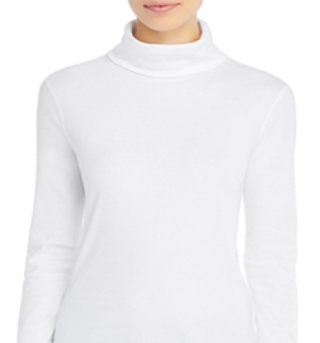 Suéter feminino de algodão com gola alta Three Dots, branco, tamanho X-G