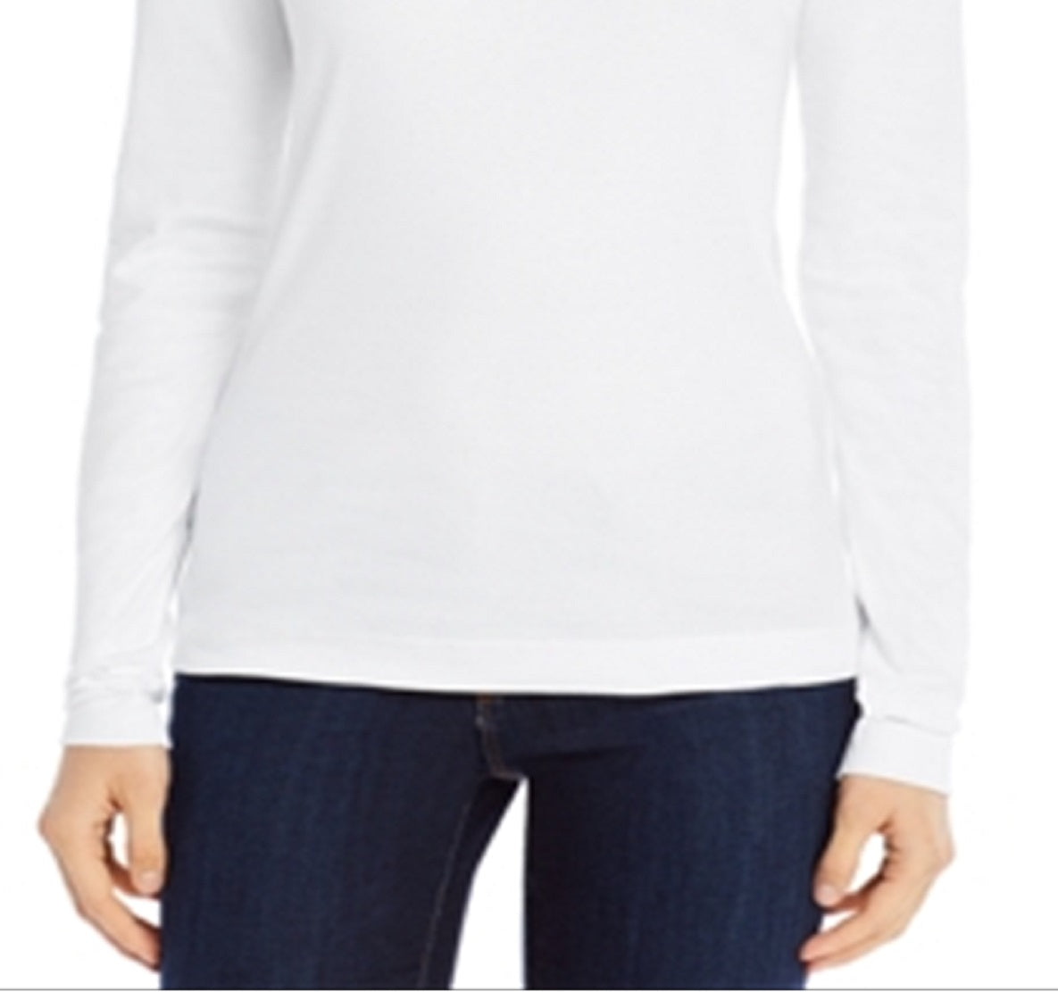Suéter feminino de algodão com gola alta Three Dots, branco, tamanho X-G