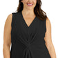 Camiseta regata feminina Alfani Twisted preta tamanho 2X