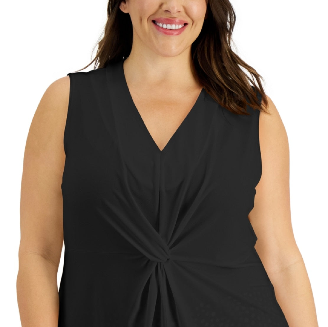 Camiseta regata feminina Alfani Twisted preta tamanho 2X